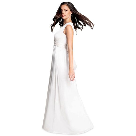 Dress the Population Krista Plunge Neck Side Slit Gown, Ivory, NWT, Size XXL - Picture 1 of 13